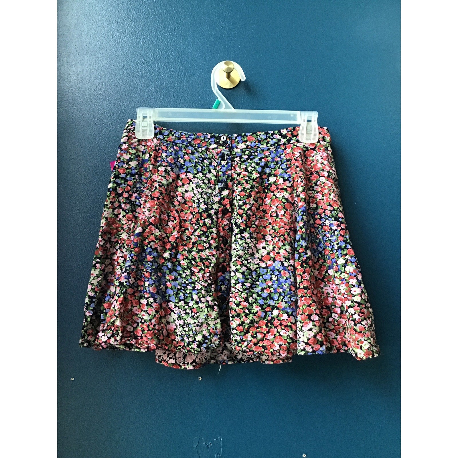 Urban Outfitters Floral Print Flare Button Front Mini Skirt Multicolor Women's M