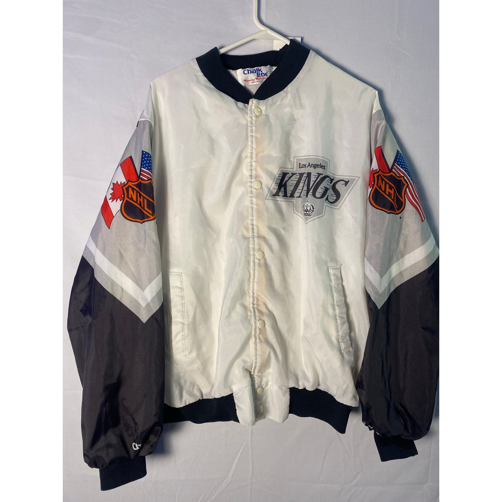 Vintage 90s Los Angeles Kings Chalk Line Jacket Snap Fanimation Goalie Men's XL