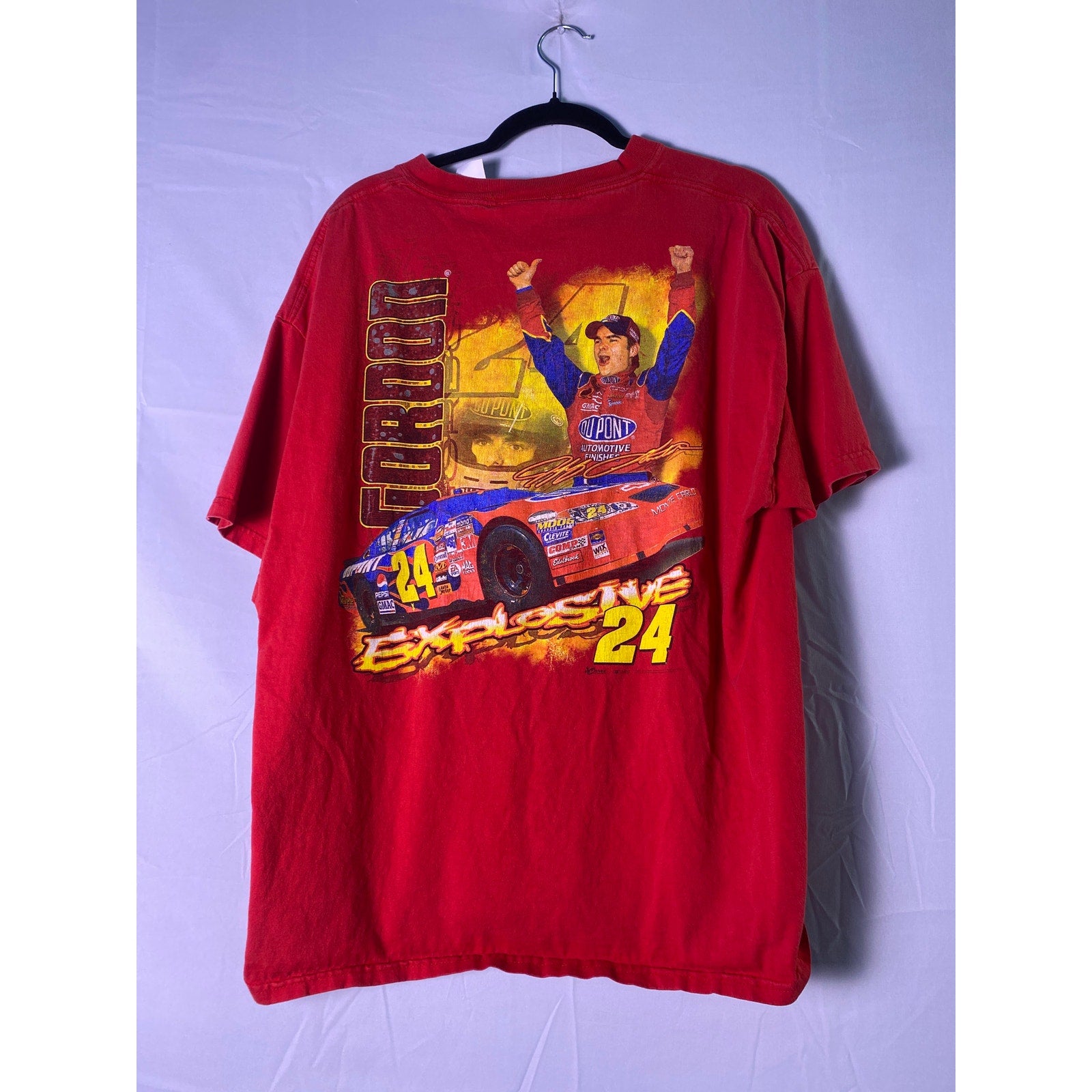 Chase Authentics Red Jeff Gordon #24 Explosive Graphic Print DU PONT Shirt XL