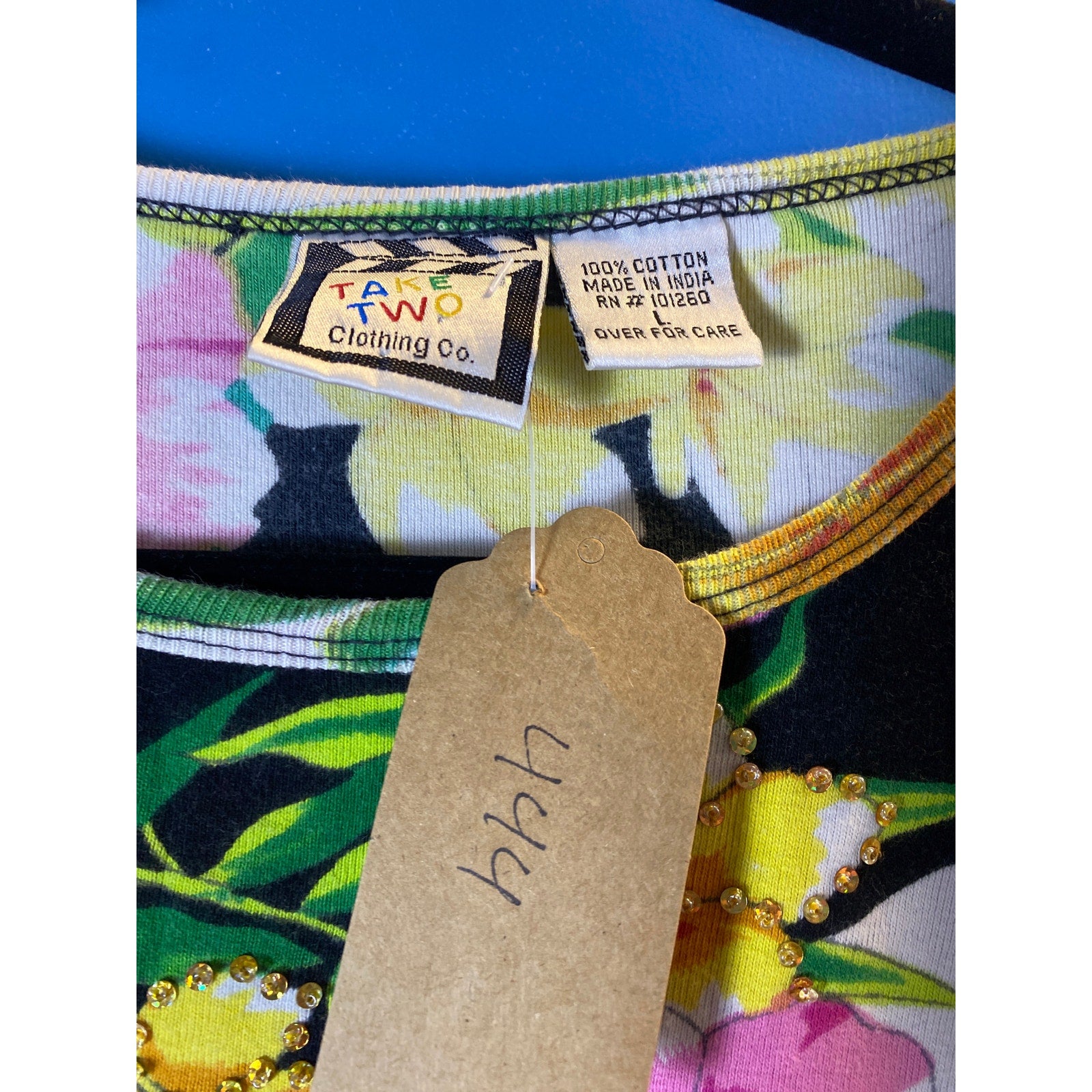 Y2K Take Two Multicolor Floral Beaded Shirt Women's Size Large