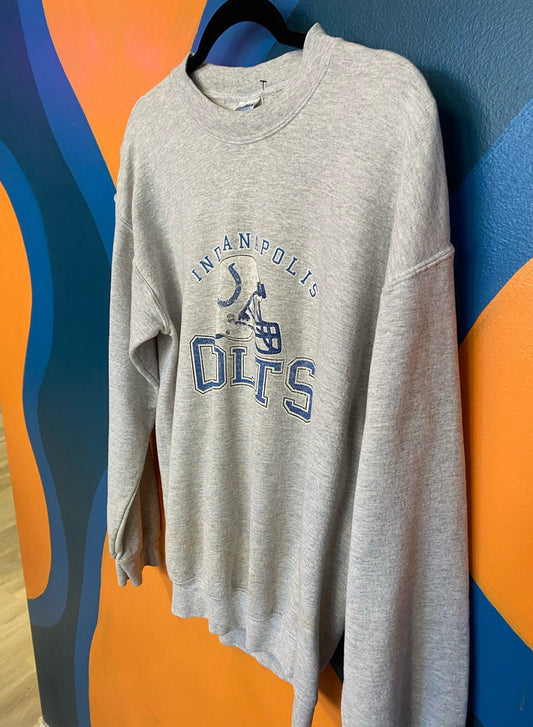 Gildan NFL Indianapolis Colts Logo Print Crew Neck Gray Sweatshirt Men's Size M