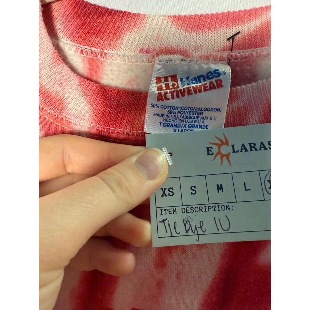 Hanes Indiana University Athletic Department Red White Tie Dye Sweatshirt XL