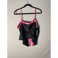 Y2K Pajamagram Black Pink Satin Cami Chiffon Silky Tank Pajama Top Women's Large