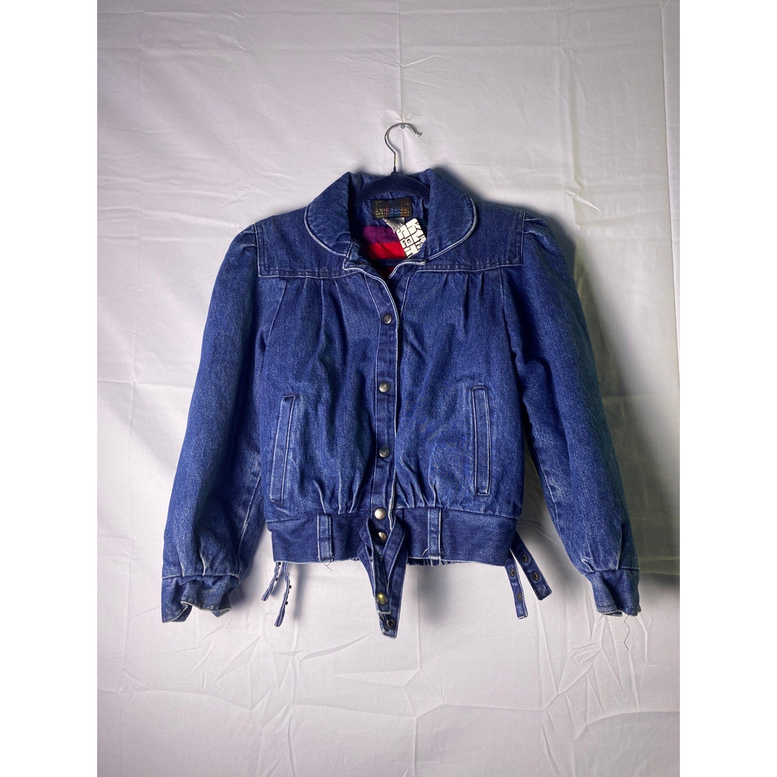 90's Blue Denim Button Up Puffer Jacket Women's Size Small