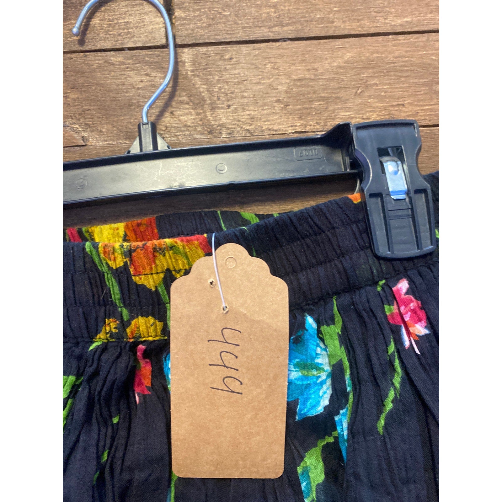 Vintage BFA Black Multicolor Cotton Pleated Maxi Skirt Women's Size Medium