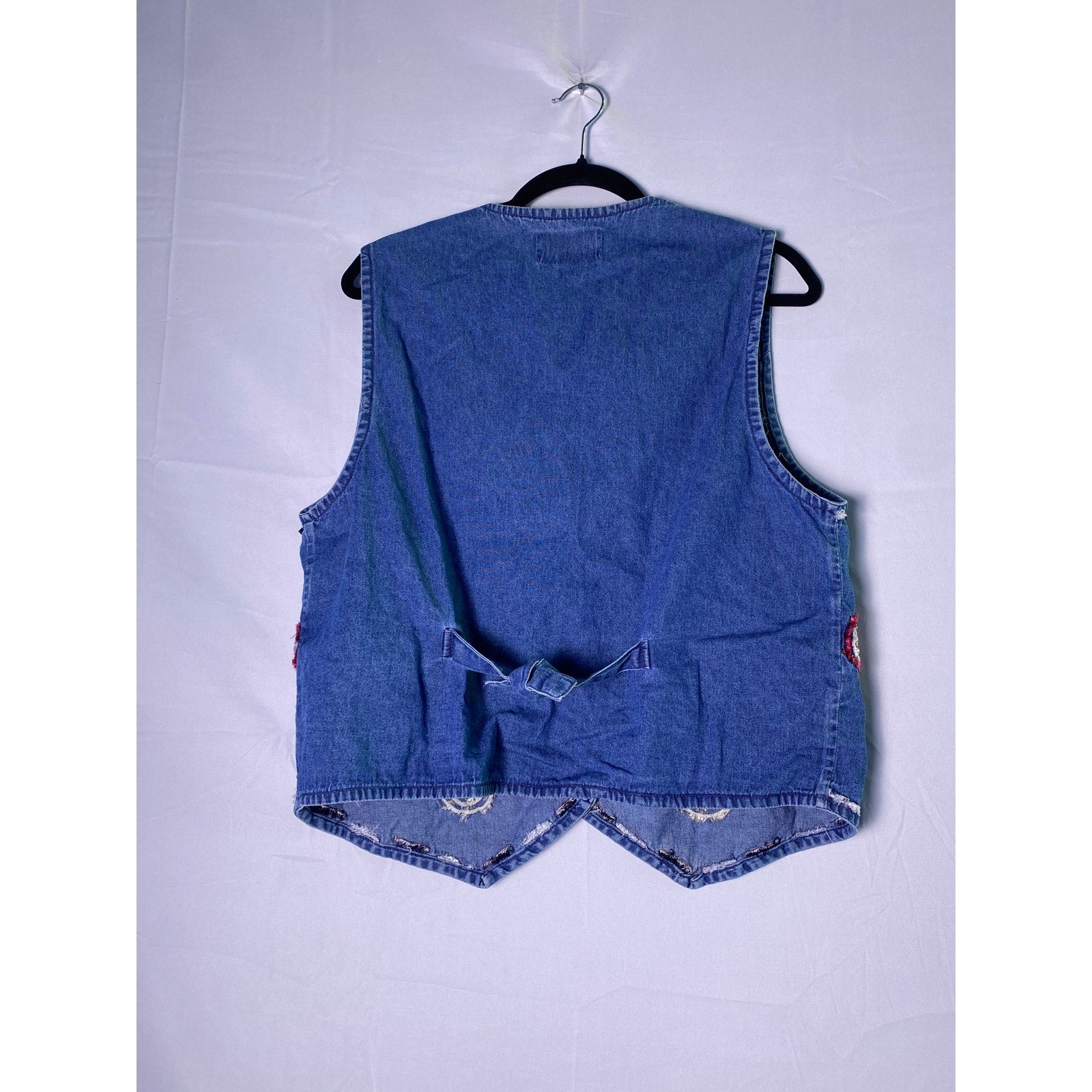 Vintage Sara Studio 100% Cotton Denim Circle Design Vest Jacket Women's Large
