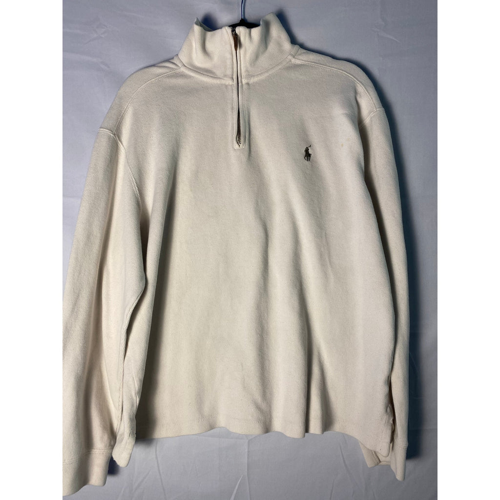 Vintage Polo by Ralph Lauren White Polo Sweater Quarter Zip Pullover Logo 2XL