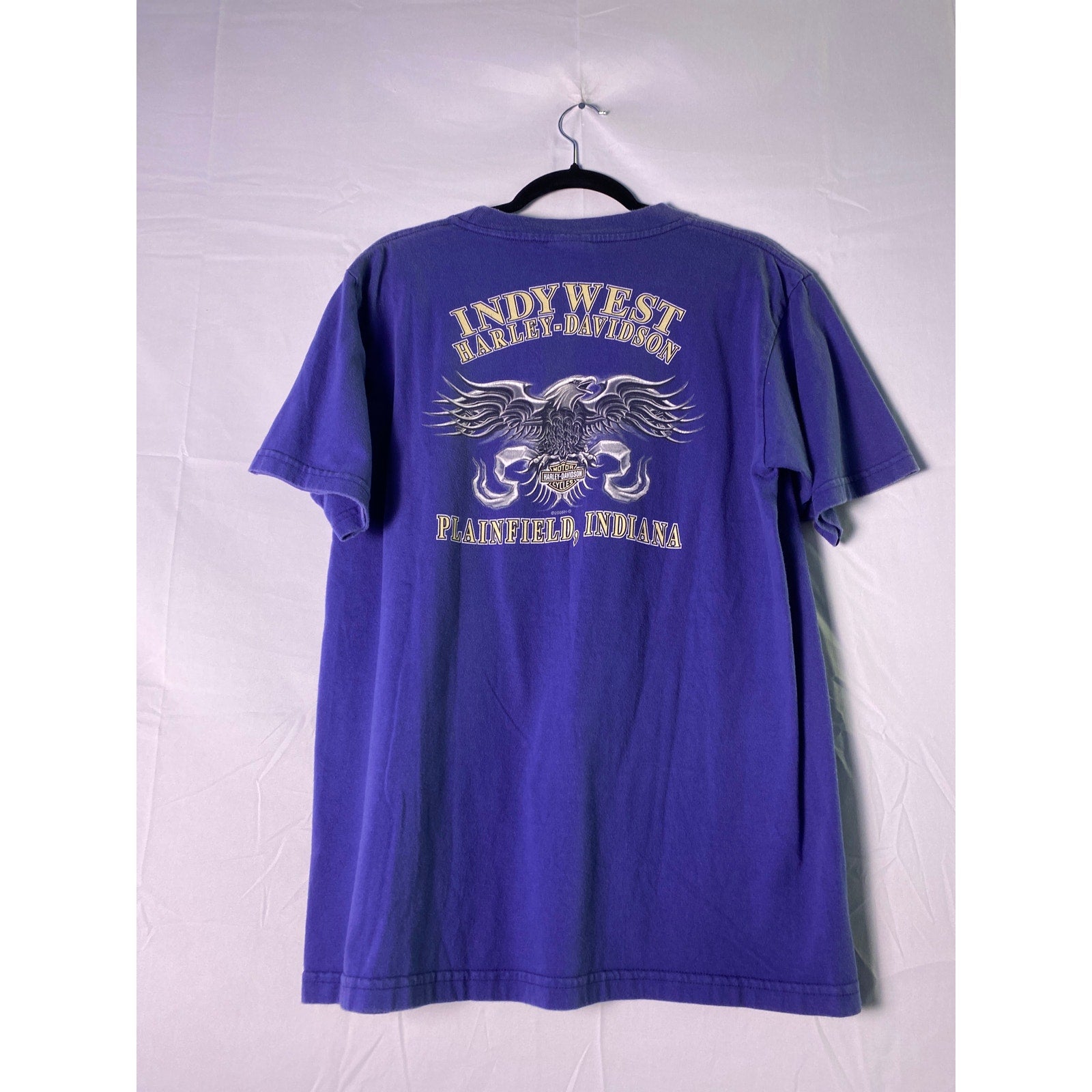 Harley Davidson Motorcycles INDYWEST Plainfield, Indiana Blue T-shirt Size Large