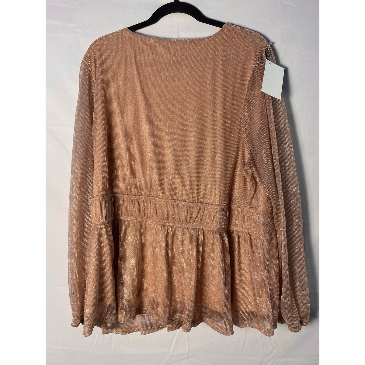 Maurices Lurex Peplum Top Rose Gold Shimmer Sheer Detail Women's Plus Size 2XL