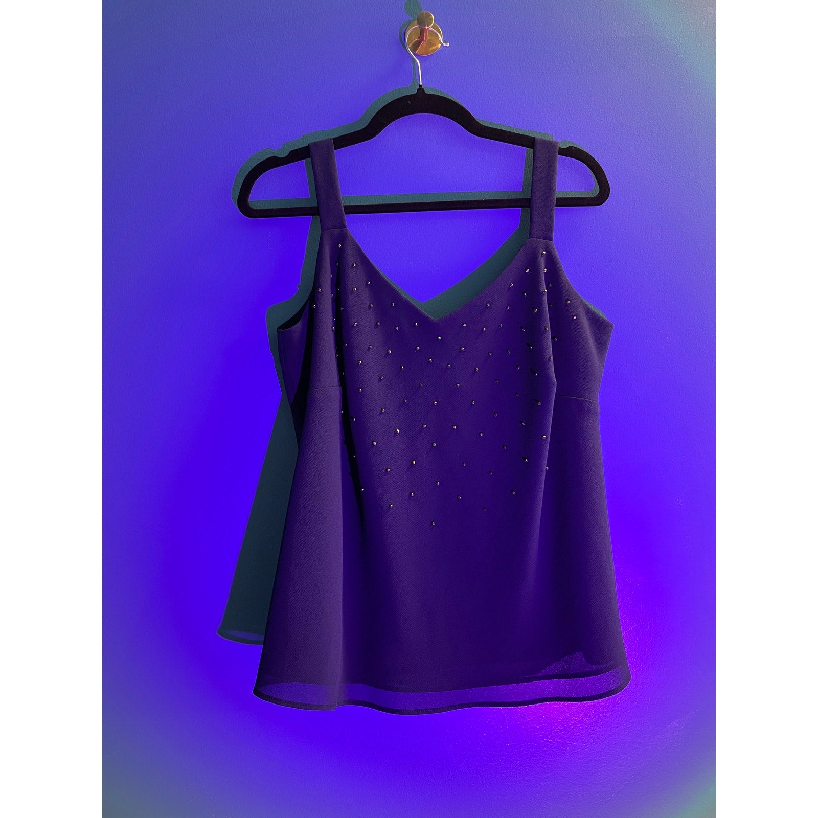 Vintage R&M Richards Beaded Navy Blue Tank Top Sleeveless Women's Size 14