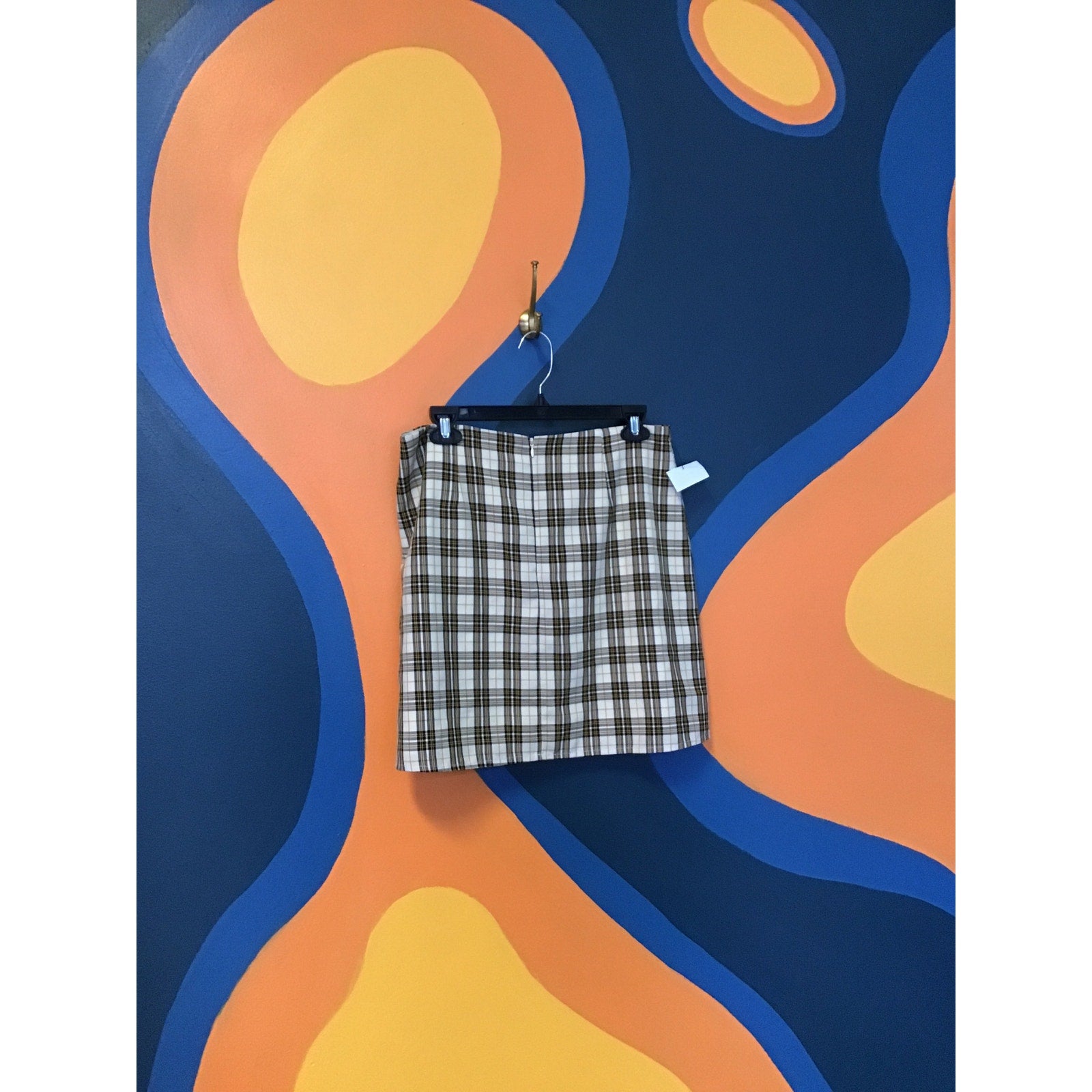 Lulus Black Yellow Plaid Pencil Mini Skirt Women's Size Large