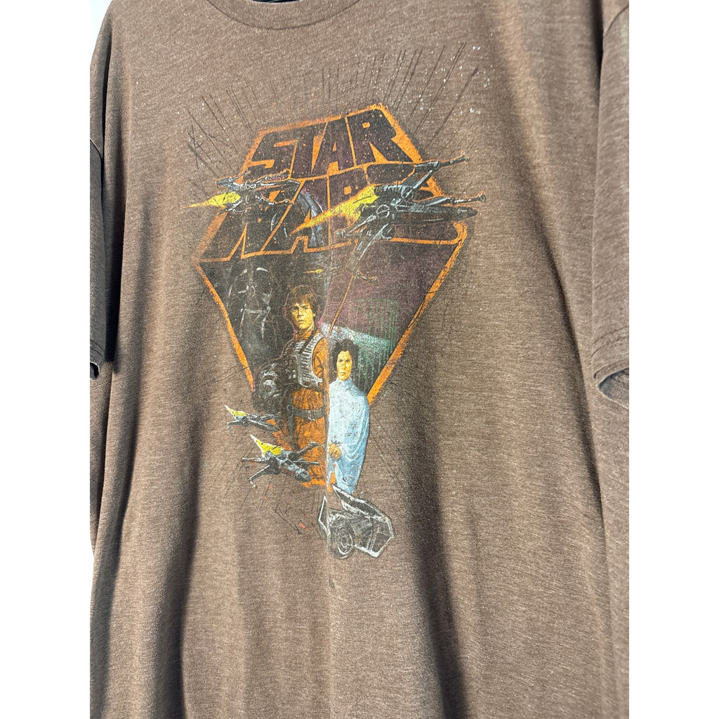 Star Wars Lucas Film Luke Skywalker Princess Leia X-Wing Logo Brown Men's XL