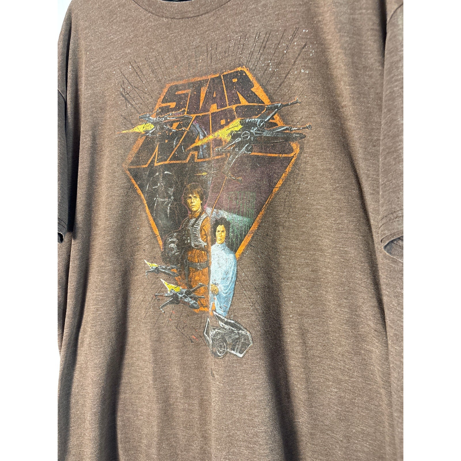 Star Wars Lucas Film Luke Skywalker Princess Leia X-Wing Logo Brown Men's XL