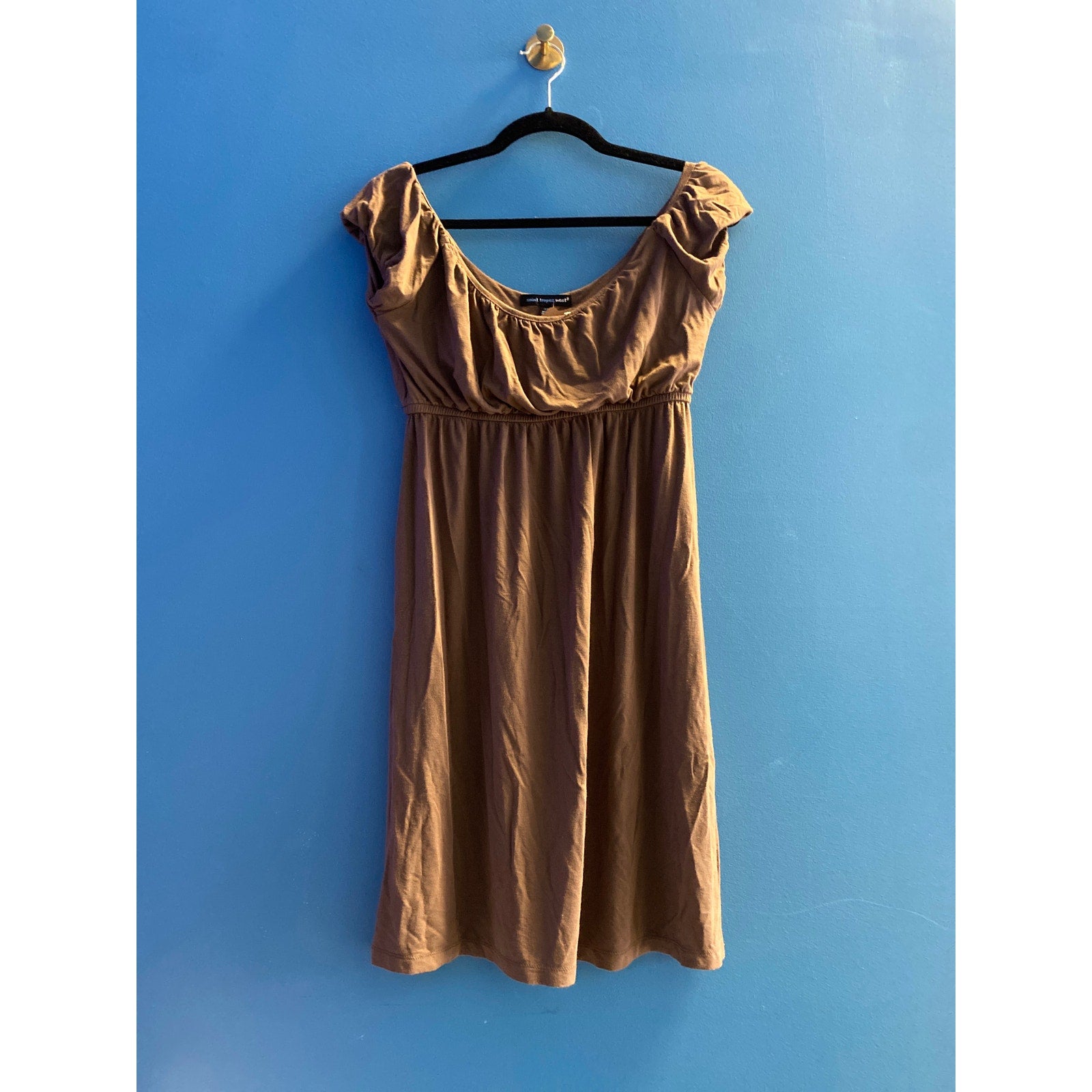 Saint Tropez West Off Shoulder Brown Mini Dress Women's Size XS