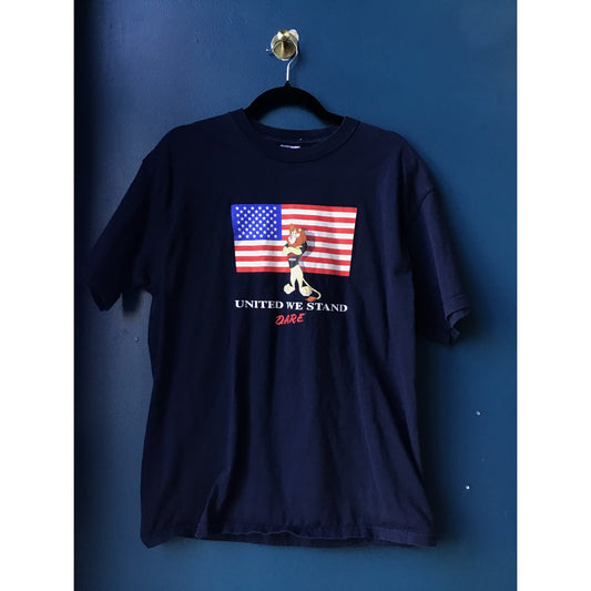 Y2K DARE United We Stand USA Flag Lion Navy Shirt Crewneck Men's Size Medium?