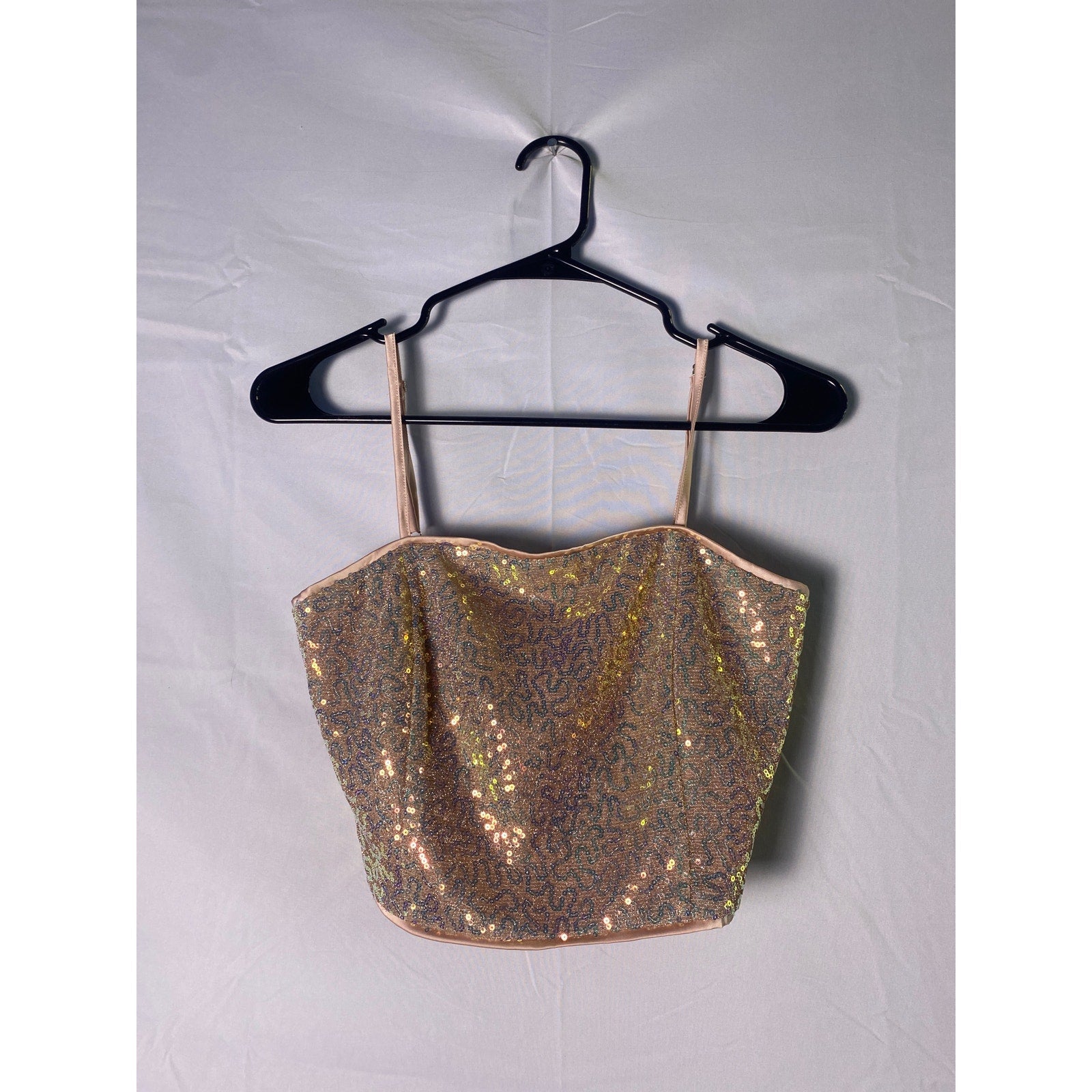 ODDY Pink Sequin Crop Tank Top Women's Size Small
