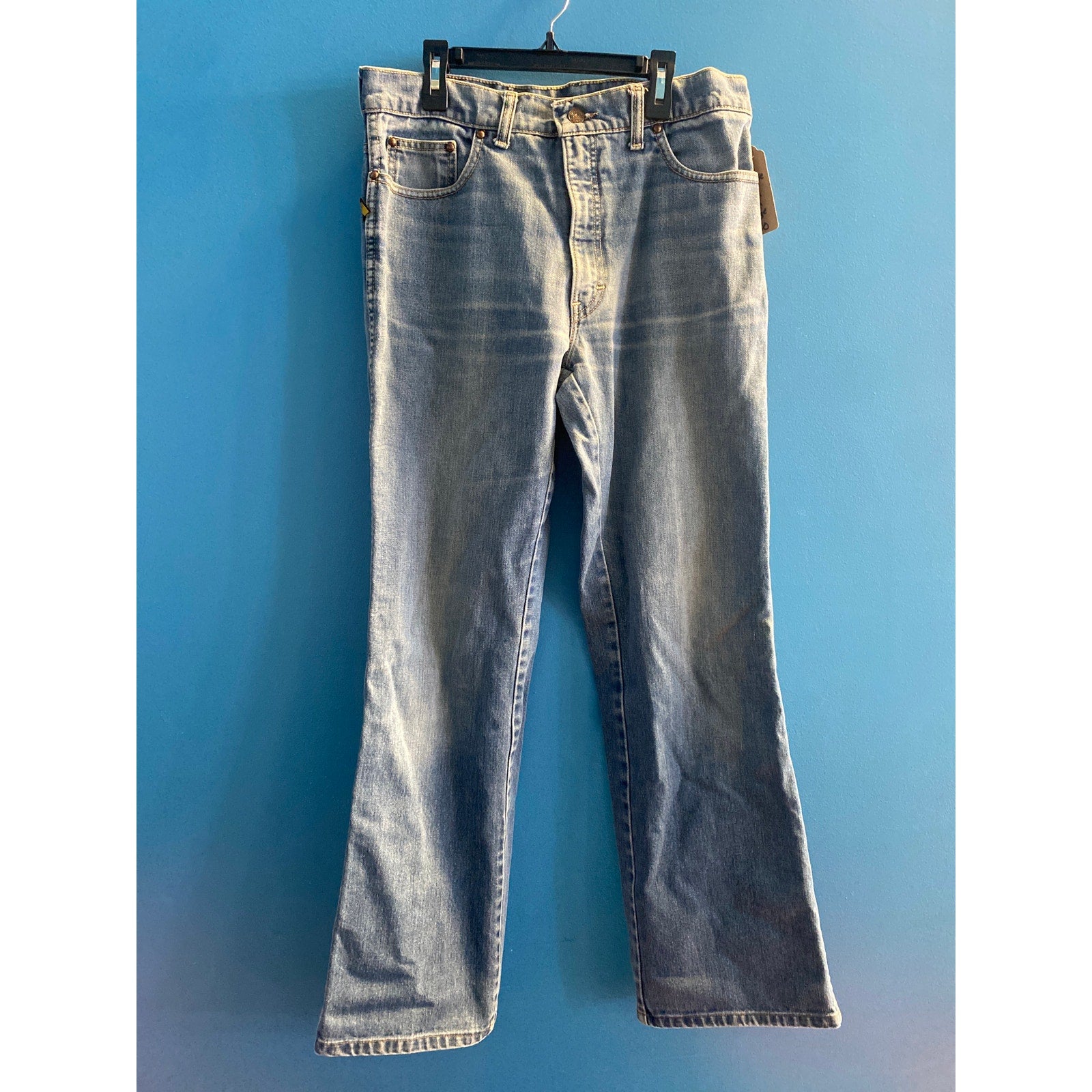 Vintage SASSON Blue Denim Straight Leg 5-Pockets Medium Wash Men's Size 34x31