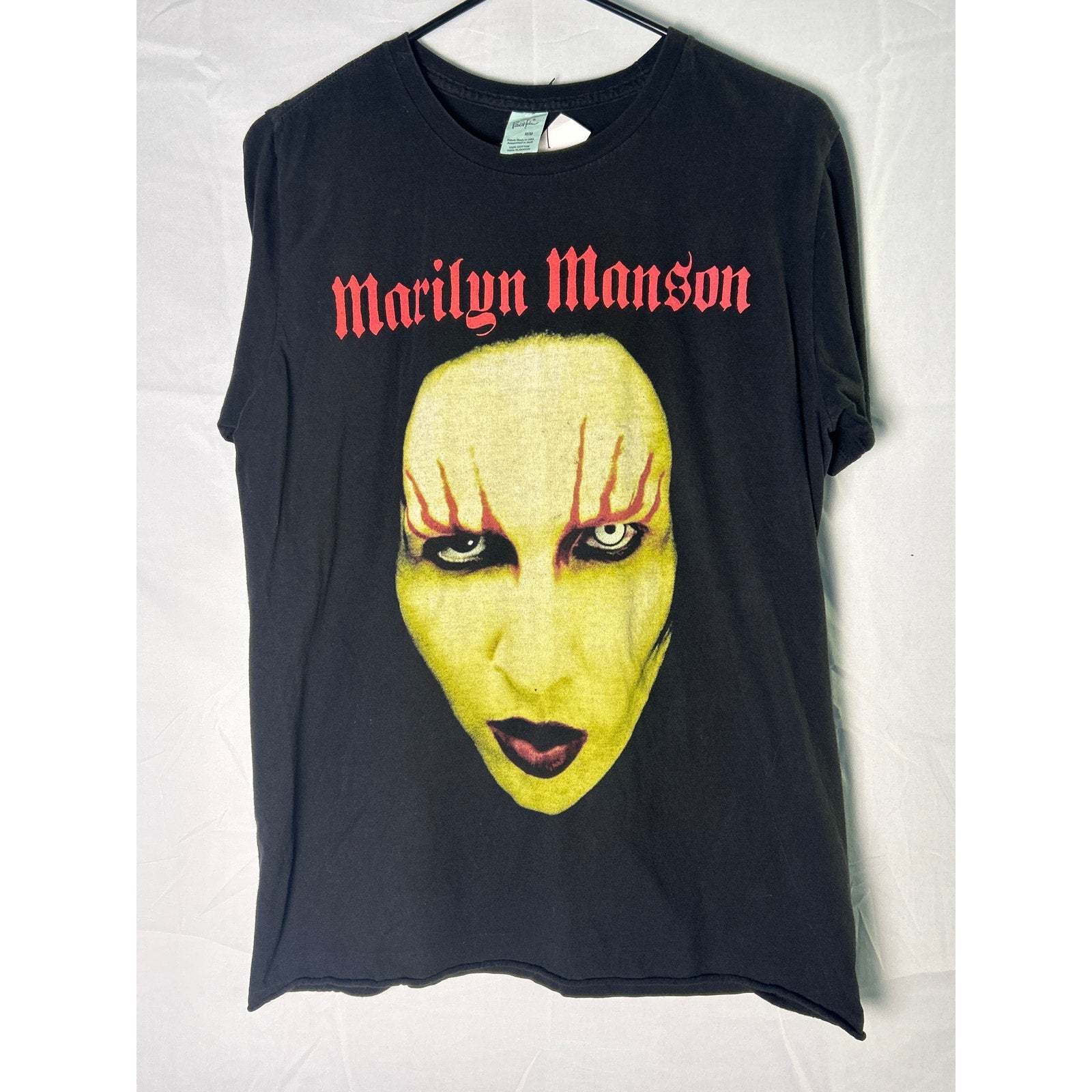 Vintage Rare 2000 Marilyn Manson Face Print Black Shirt Men's Size Medium
