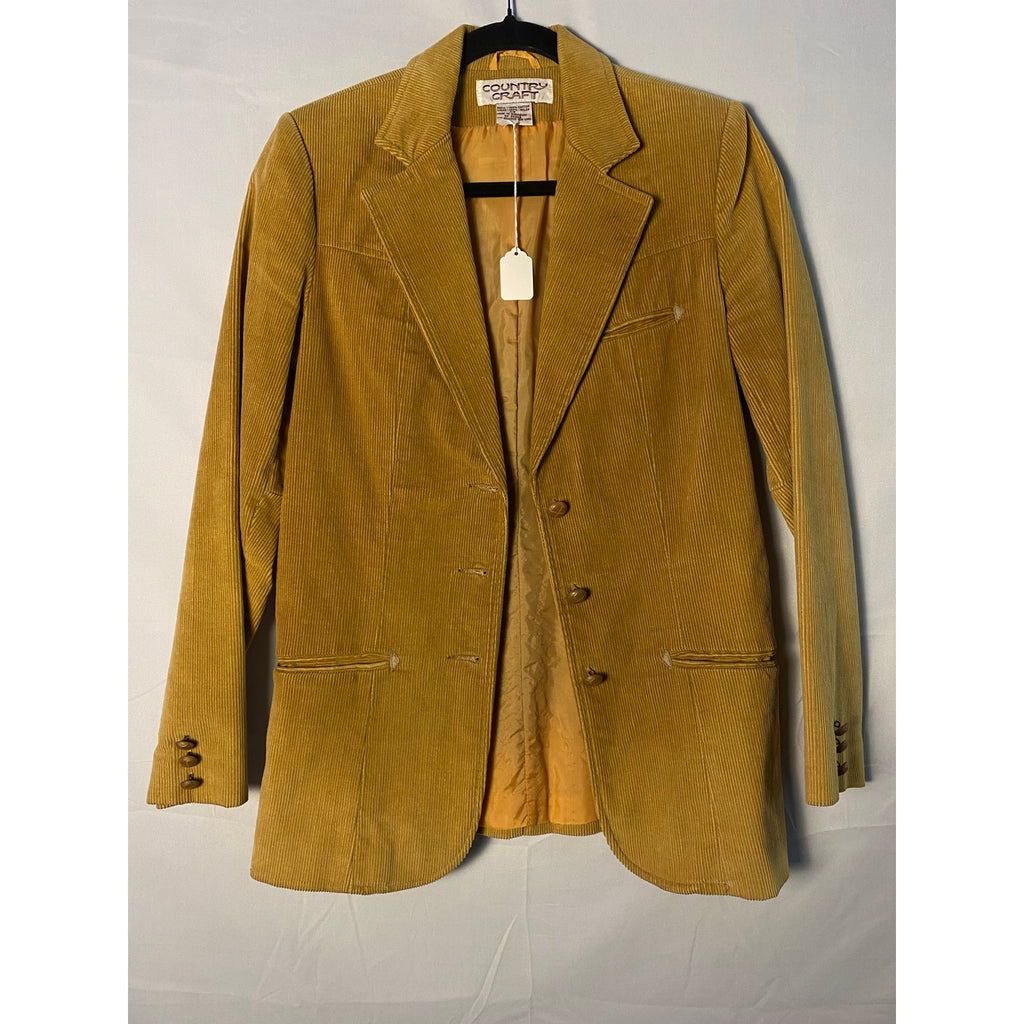 Vintage 70s Country Craft Camel Brown Corduroy 3-Buttons Blazer Jacket Medium?