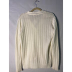 Vintage G.AL.S White Button Cardigan Sweater Ribbed Cable-Knit Womens Medium