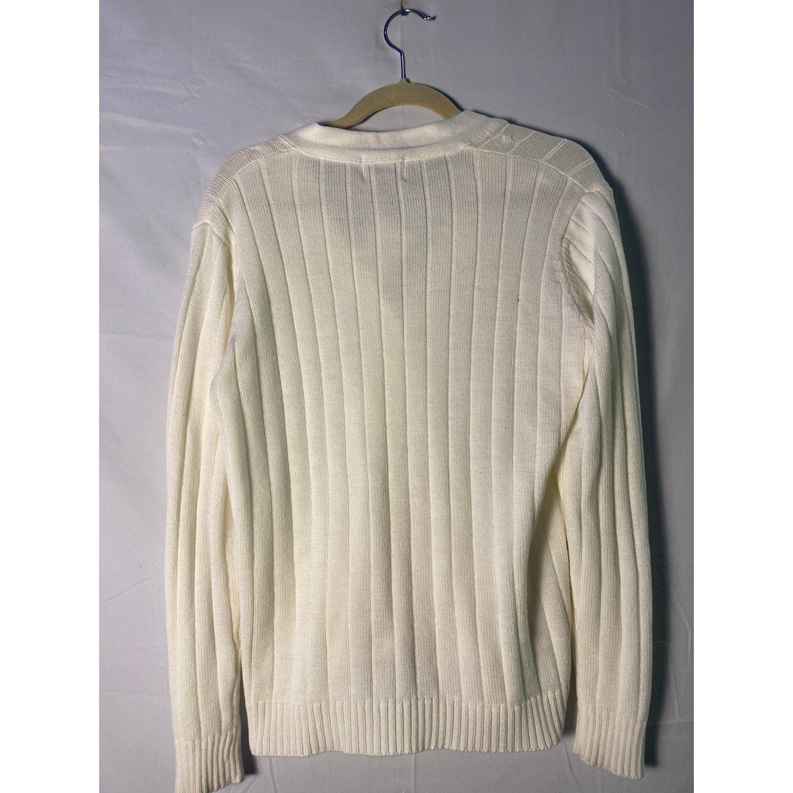 Vintage G.AL.S White Button Cardigan Sweater Ribbed Cable-Knit Womens Medium