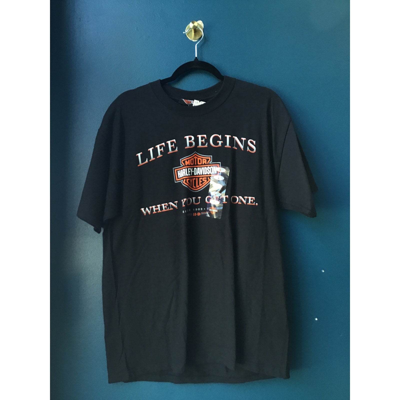 Harley Davidson Life Begins When You Got One Oklahoma City, OK Black Shirt Large
