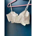 12th Tribe Iridescent White Bow Crop Top Back Zip Womens Size Small NWT