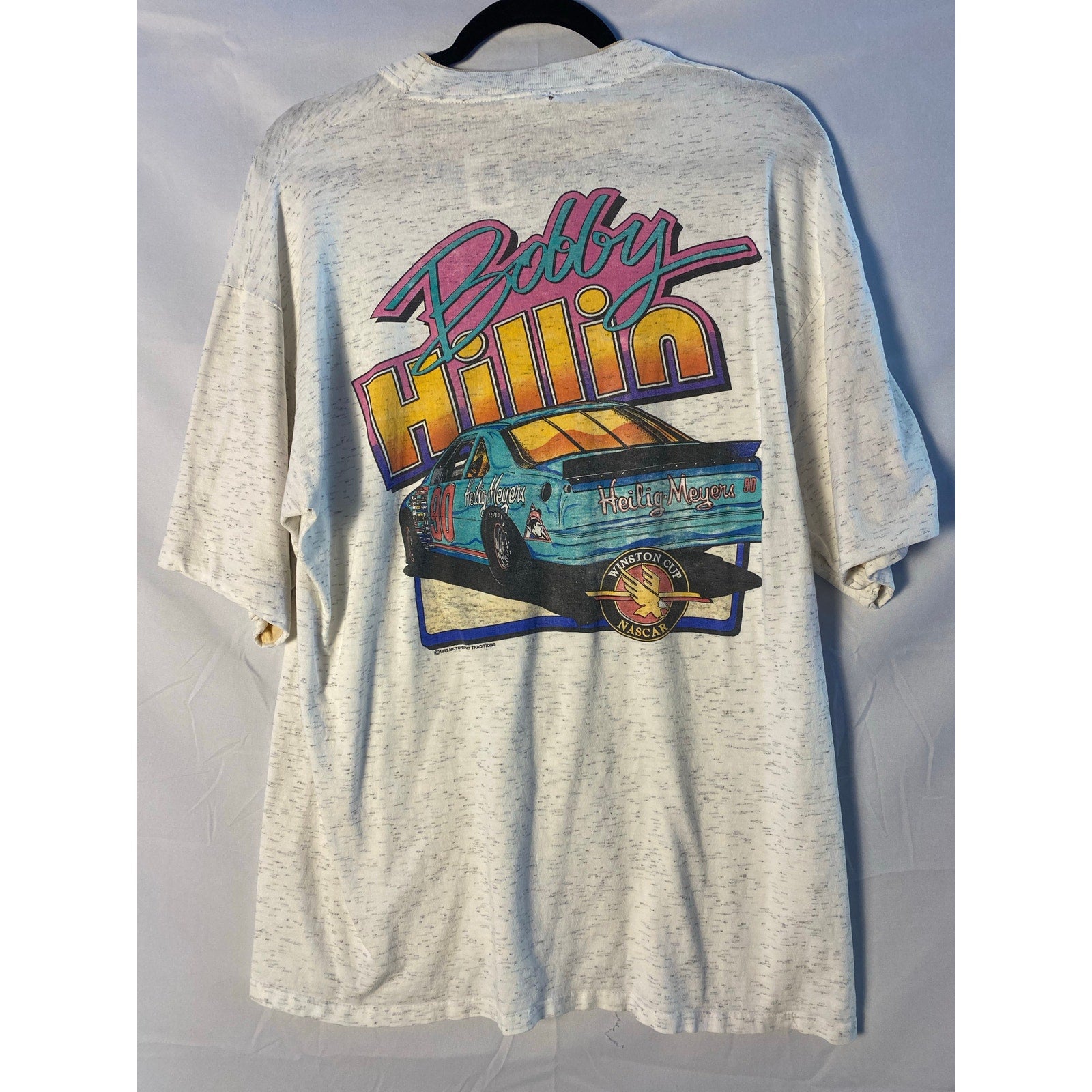 Bobby Hillin Heilig-Meyers Racing White Graphic T-shirt Men's Size Large