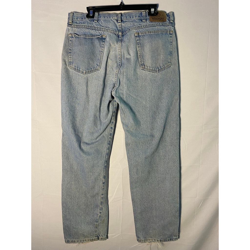 Wrangler Straight Leg Blue Denim Jeans Light Wash Men's Size 38 Pockets