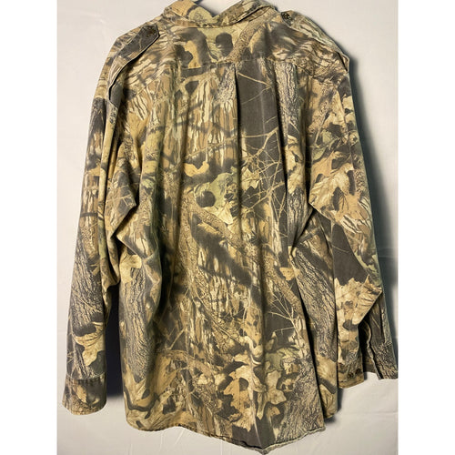 AMECS Green Camouflage Button Up Long Sleeve Front Pockets Long Sleeve Size XL