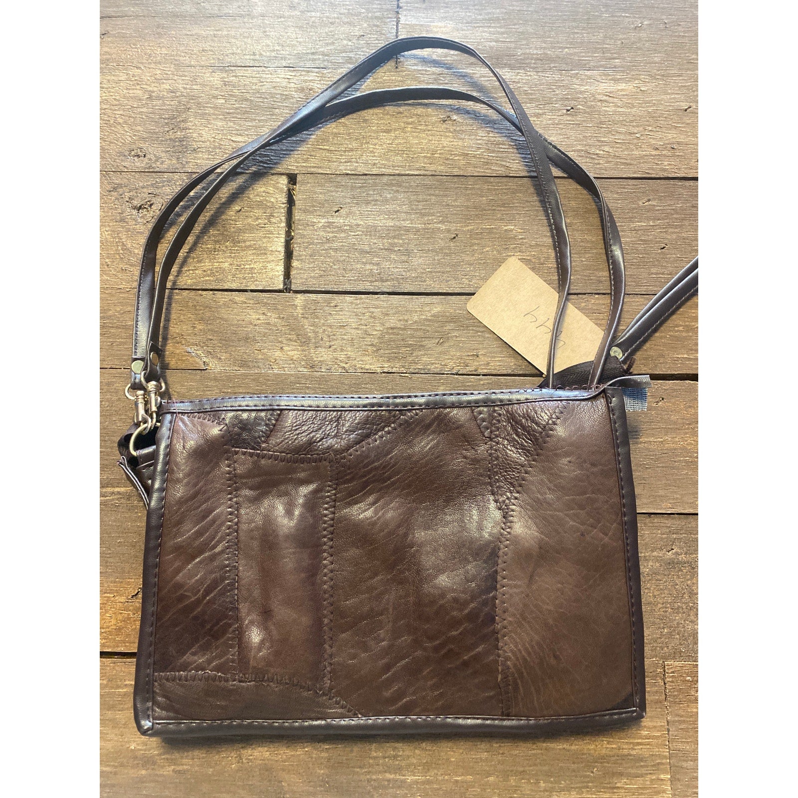 Brown Patchwork Leather Crossbody Purse