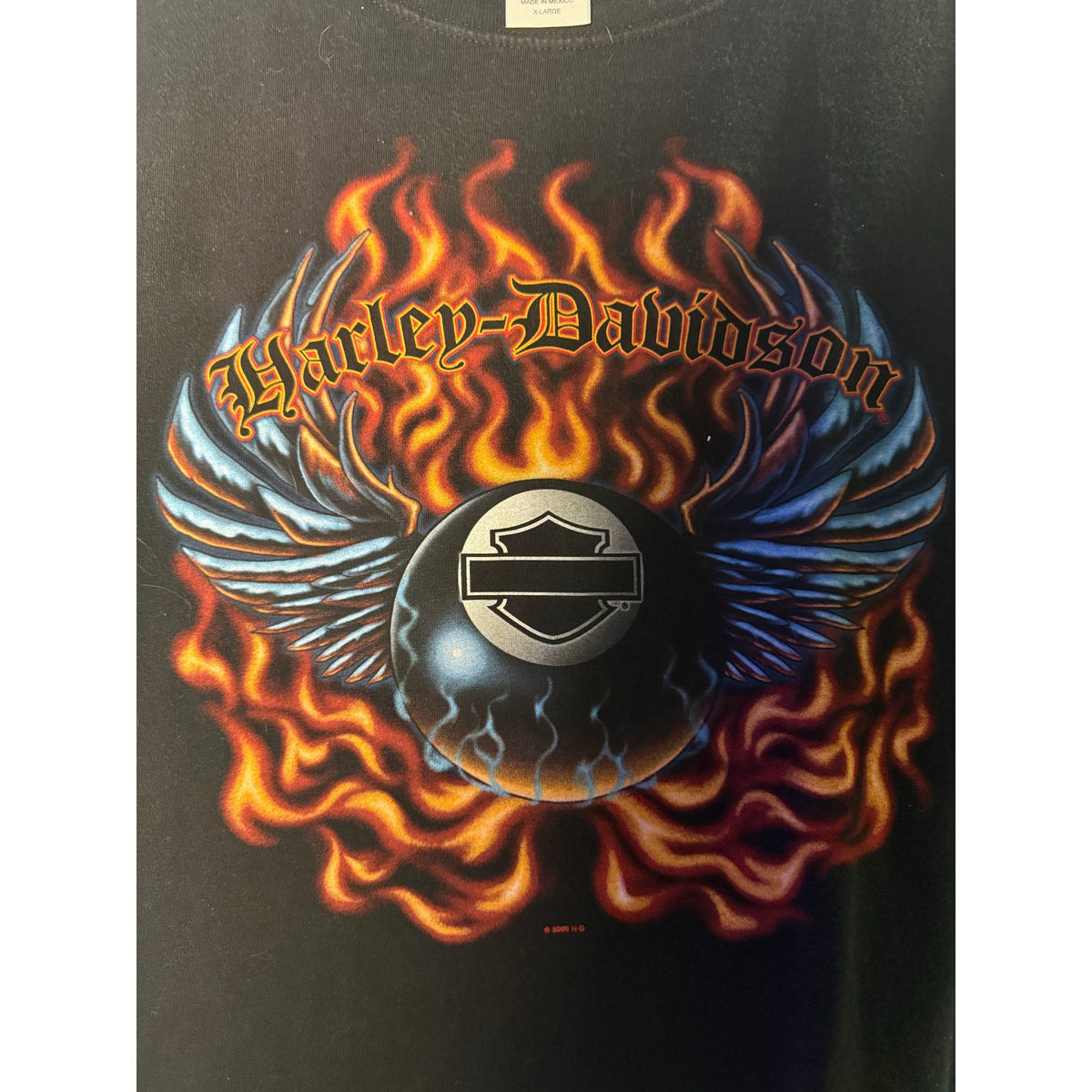 Harley Davidson Orlando, Florida USA Flames Graphic Black Shirt Men's Size XL