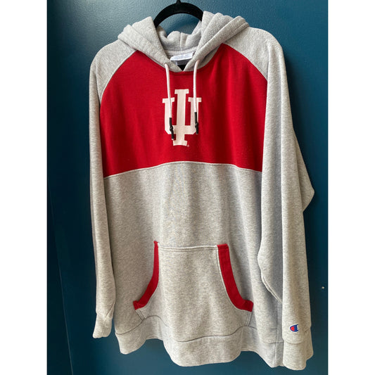 CHAMPION Y2K Indiana Hoosiers Hoodie Grey Pullover Drawstring Men's Size XL