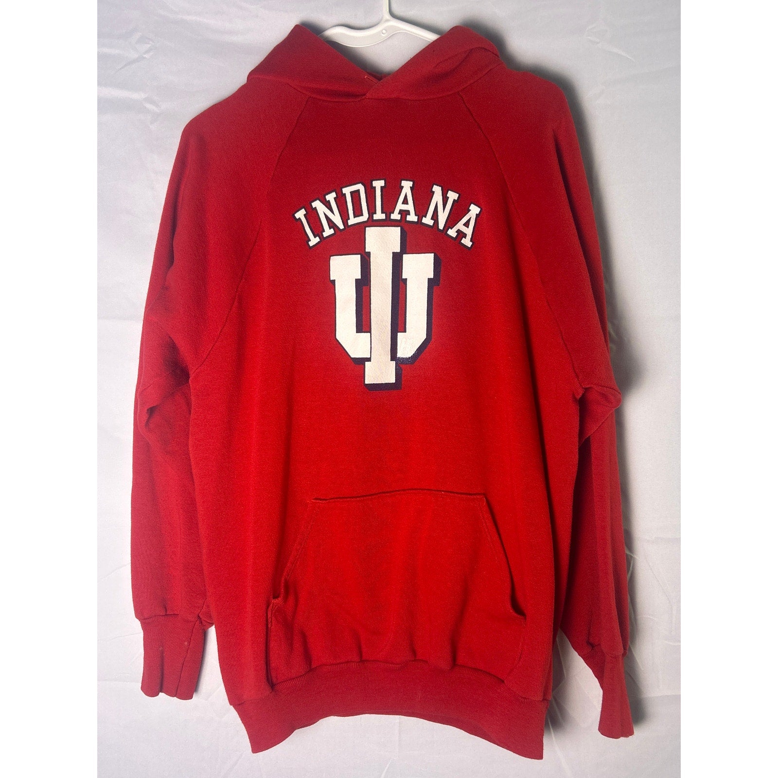 Vintage 90s LOGO 7 INDIANA Hoosiers Red Hoodie Pullover Sweatshirt Men's Size XL
