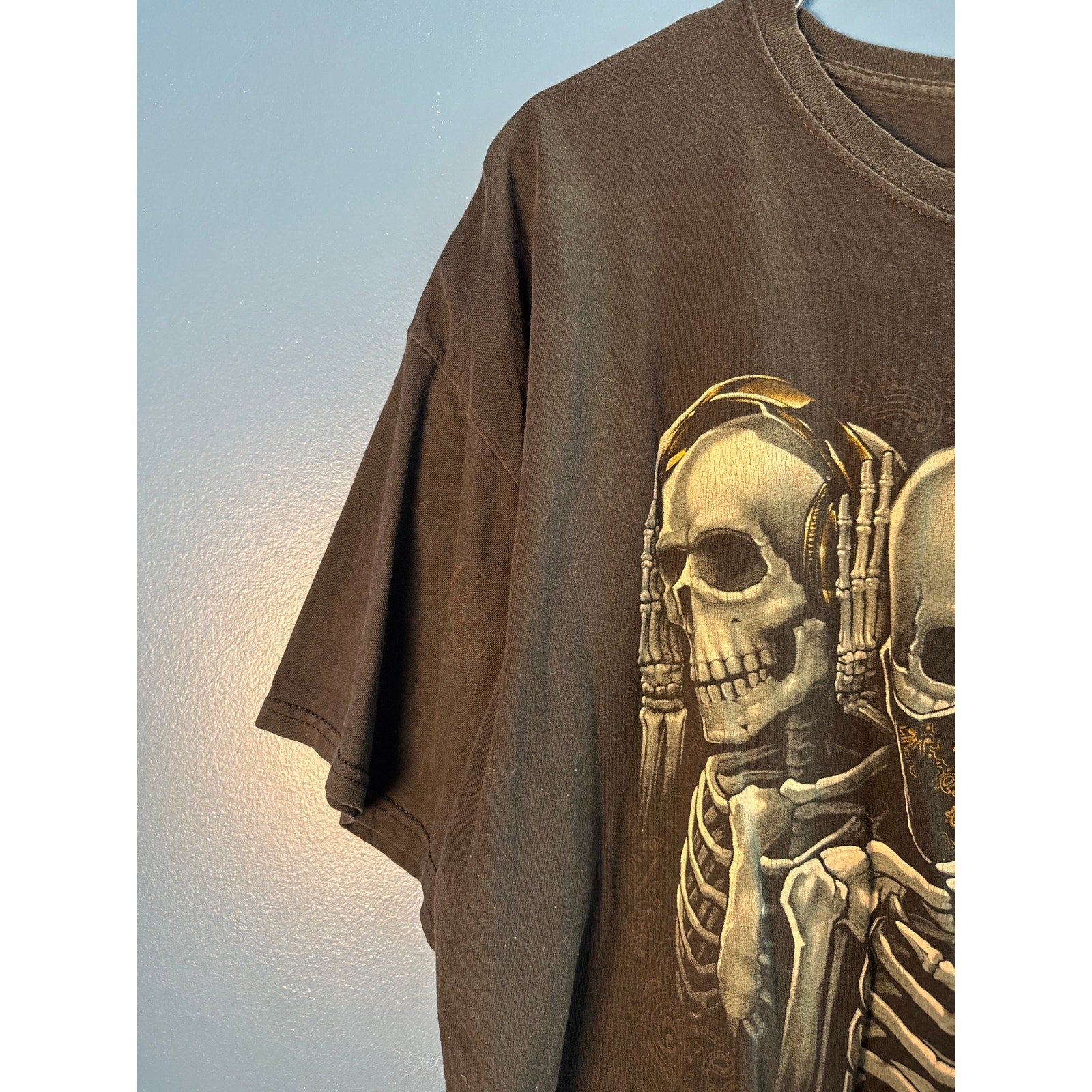 Fruit of the Loom See No Evil, Hear No Evil , Speak No Evil Skull Print Shirt 2X