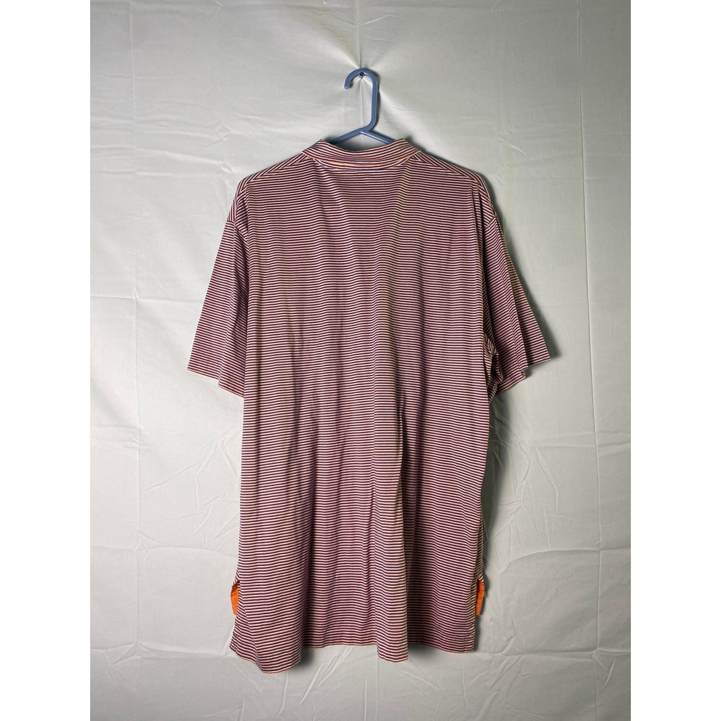 Polo Ralph Lauren Blue Orange White Striped 1/4 Button Polo Shirt Men's Size XL