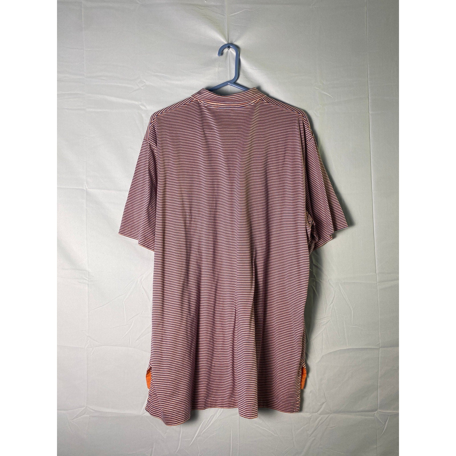 Polo Ralph Lauren Blue Orange White Striped 1/4 Button Polo Shirt Men's Size XL