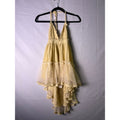 Boutique Vintage Inspired Ruffle Tiered Cream V-neck Hi-Low Dress Womens Medium