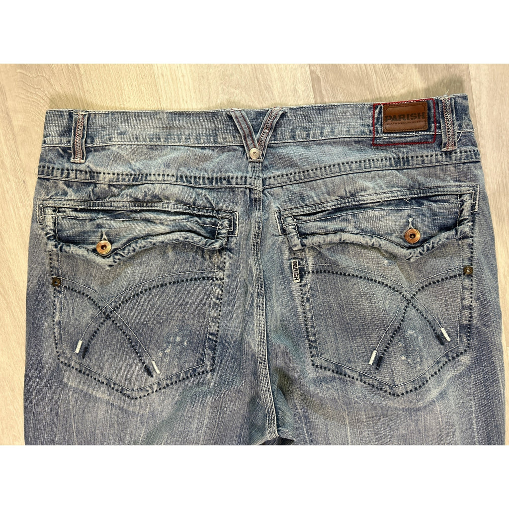 Parish Light Blue Denim Straight Leg Medium Wash 5-Pockets Jeans Mens Size 40/34