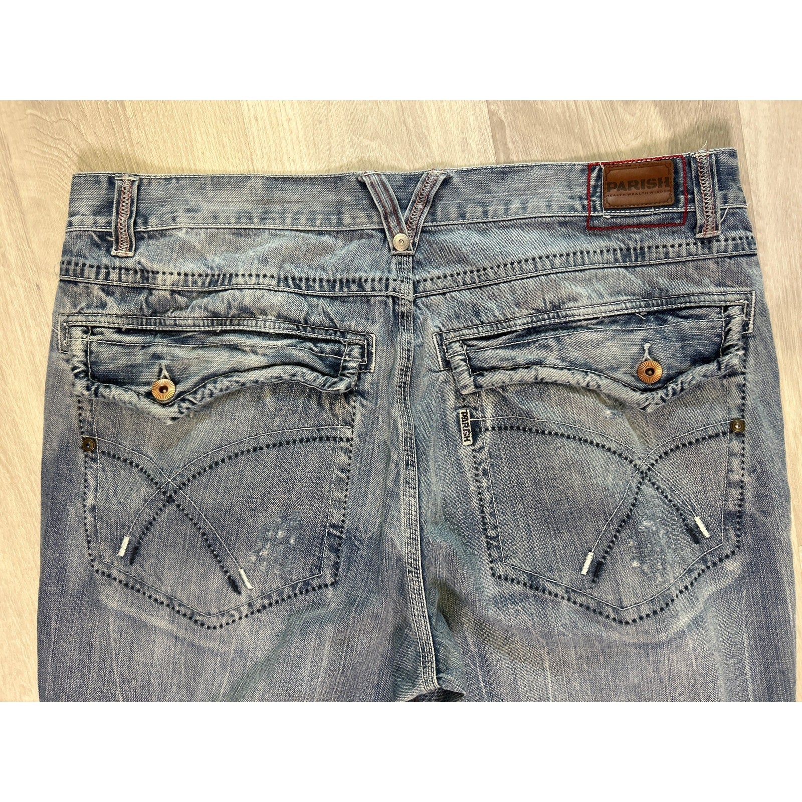 Parish Light Blue Denim Straight Leg Medium Wash 5-Pockets Jeans Mens Size 40/34