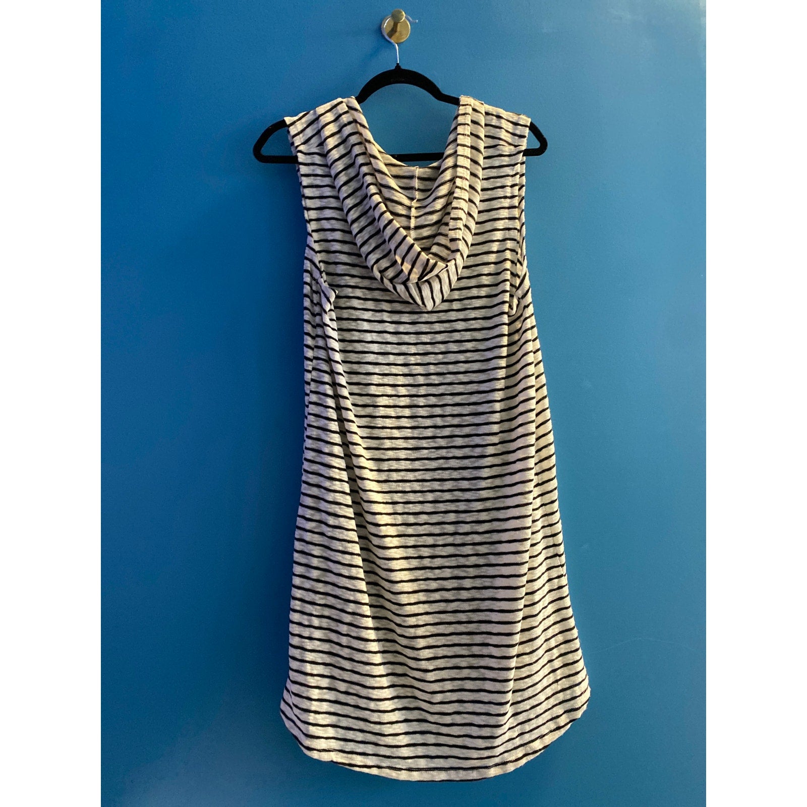 A&I Modern Black & White Stripes Sleeveless Dress w/ Hoodie Women's Size Medium