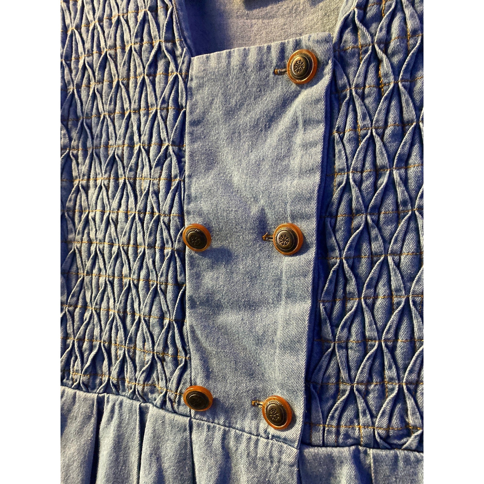 Vintage 1970s-1980s JRT Cotton Chambray Wide Leg Cropped Jumpsuit Womens Size 8