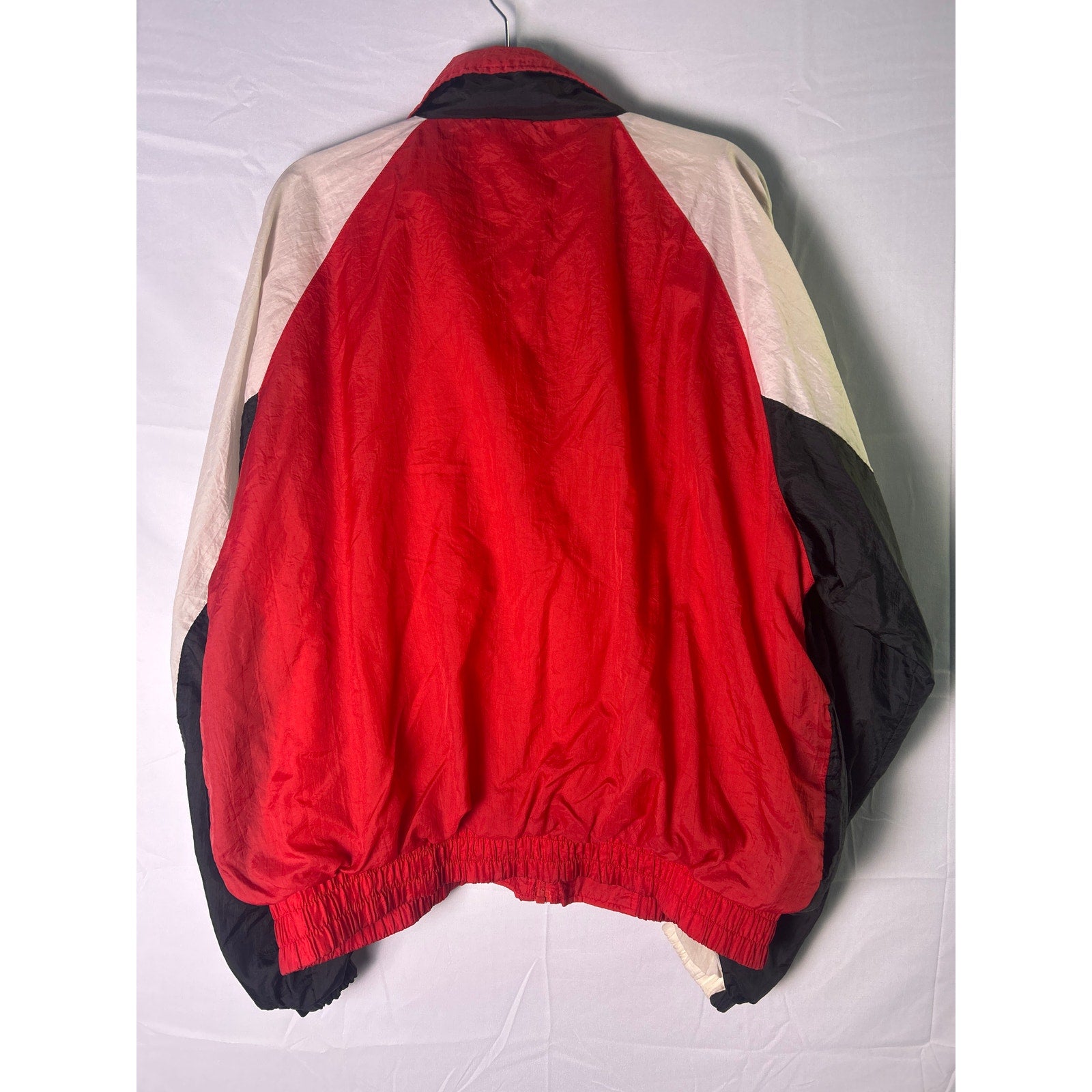 Vintage 90's Logo 7 Red Black White Full Zip Windbreaker Jacket Men's Size Large