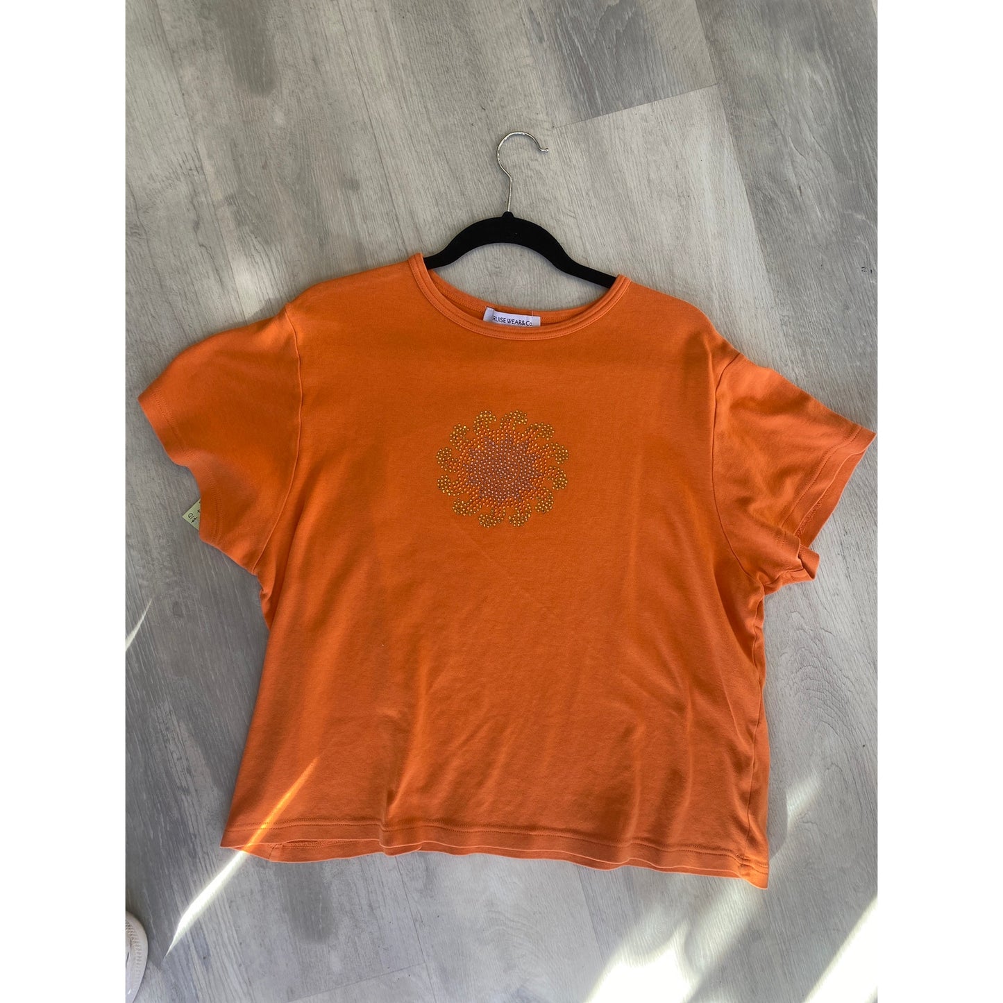 Cruisewear & Co. Orange T-shirt with Rhinestone Sun Short Sleeve Women's XXL