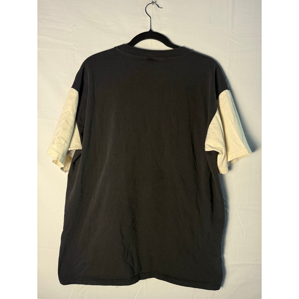 Vintage 90s Harley Davidson Two Tone Shirt Black White CHROME. SATURDAYS Print Patriotic Graphic Print Size Large