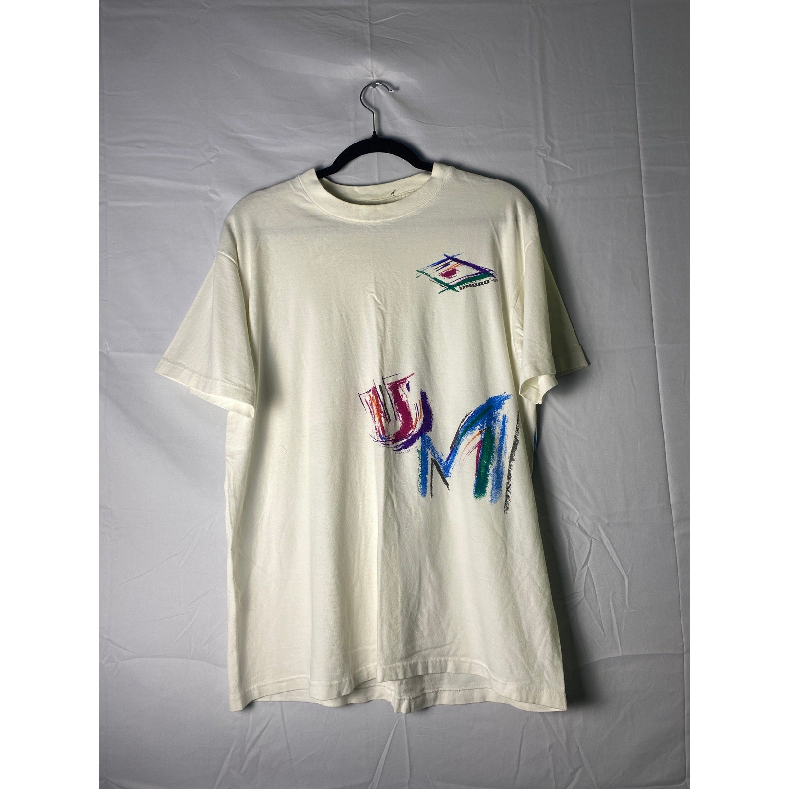 Vintage 90s Umbro Surfing Shirt Painting Logo White Men's Size Large