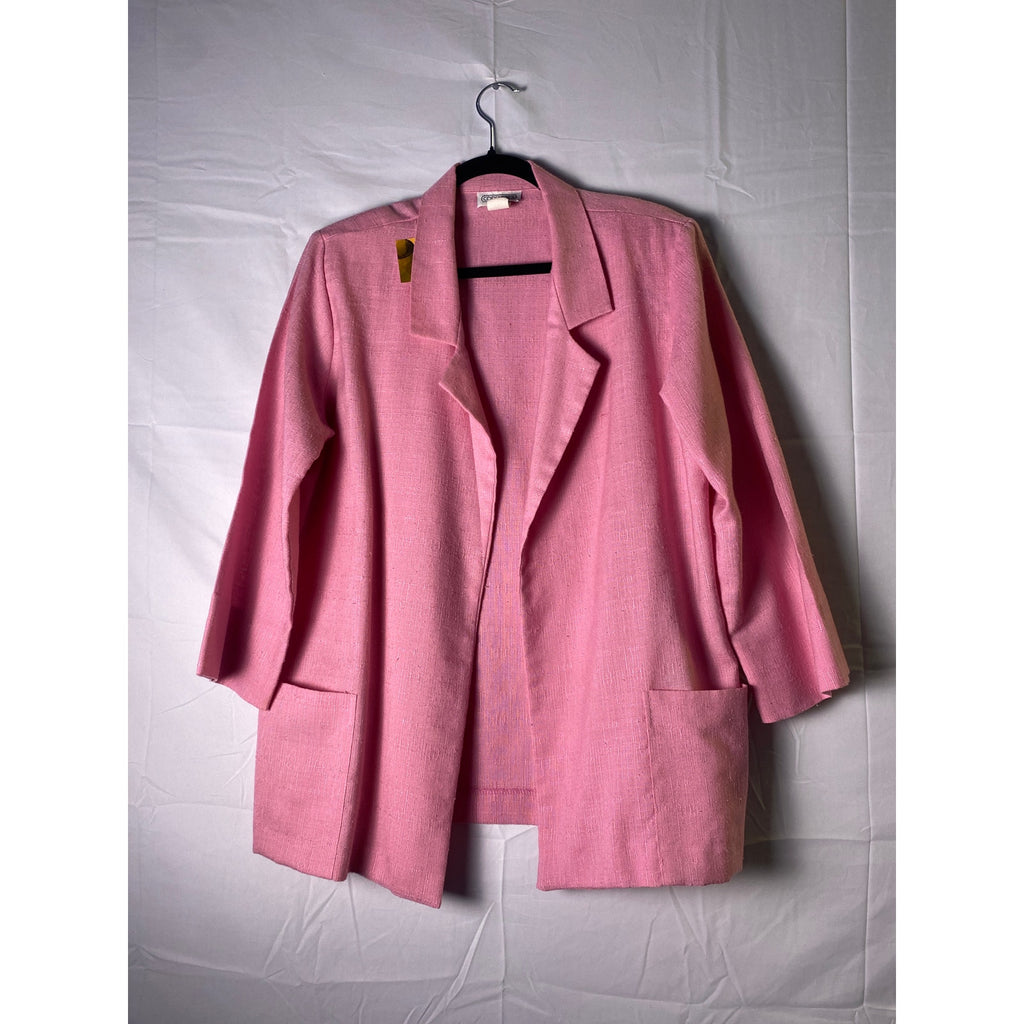 Vintage 70s-80s Copy.Cats Pink Textured Lightweight Open Blazer Jacket Medium