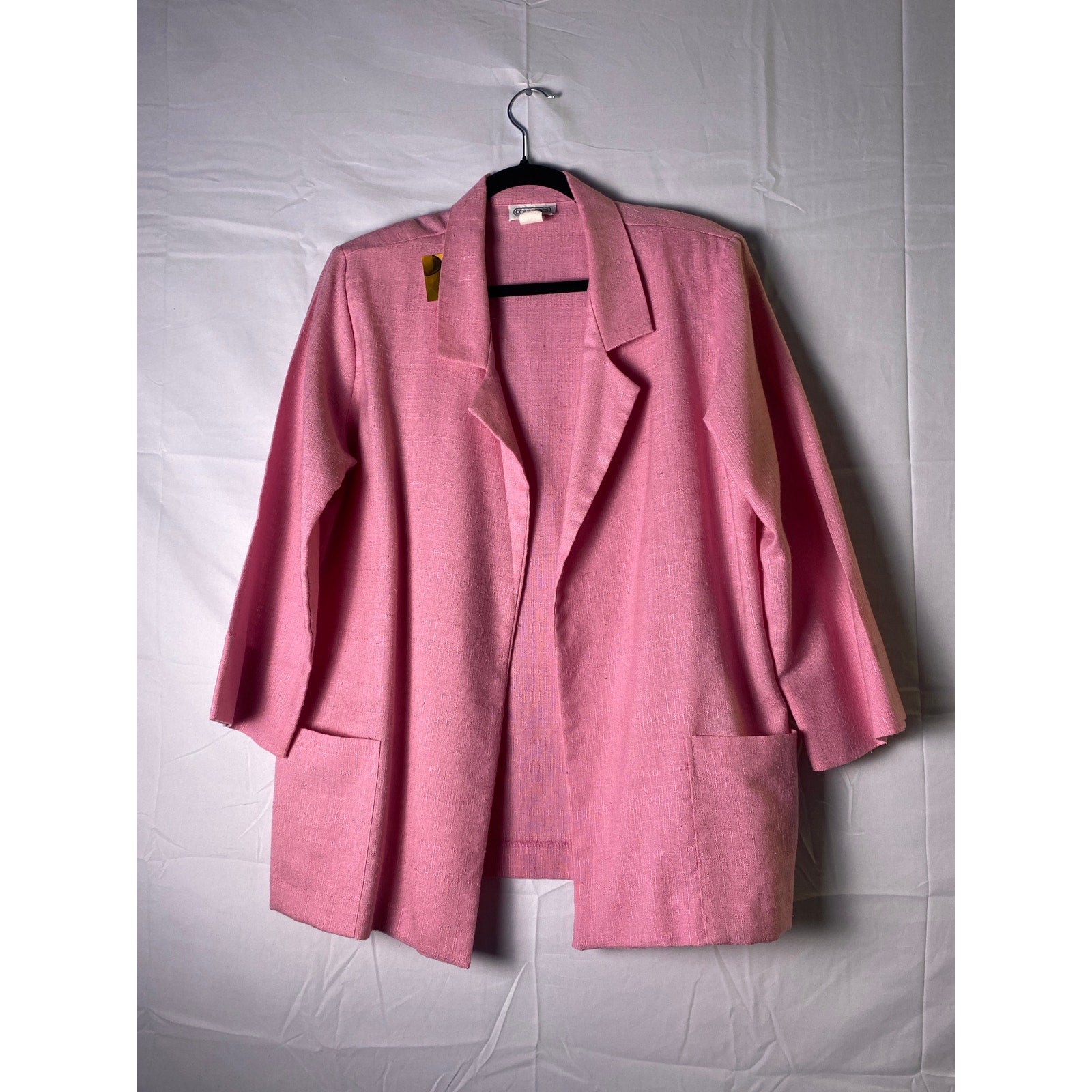 Vintage 70s-80s Copy.Cats Pink Textured Lightweight Open Blazer Jacket Medium