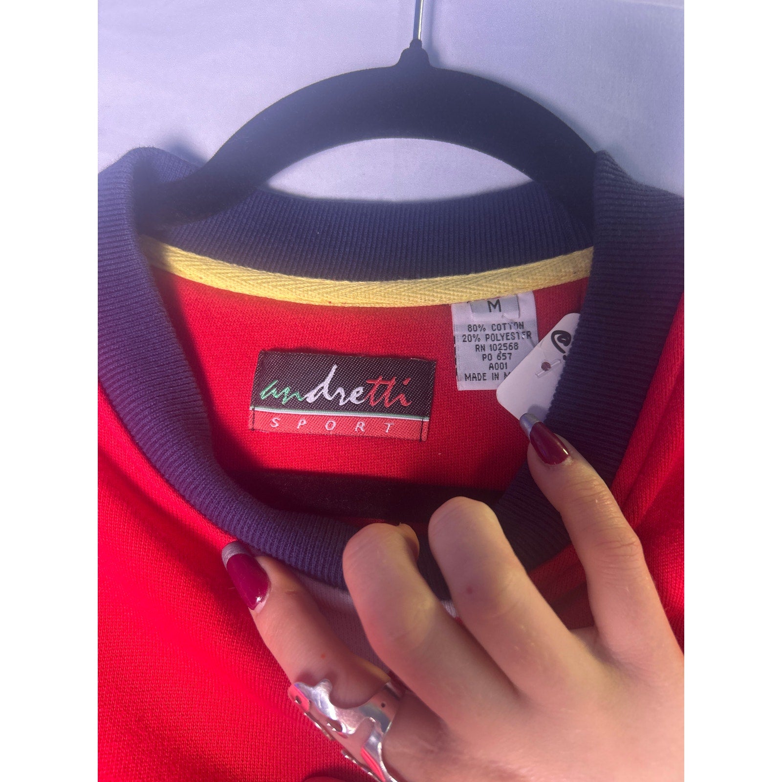 Andretti Racing Sport Red White Navy Crew Neck Pullover Sweatshirt Men's Medium