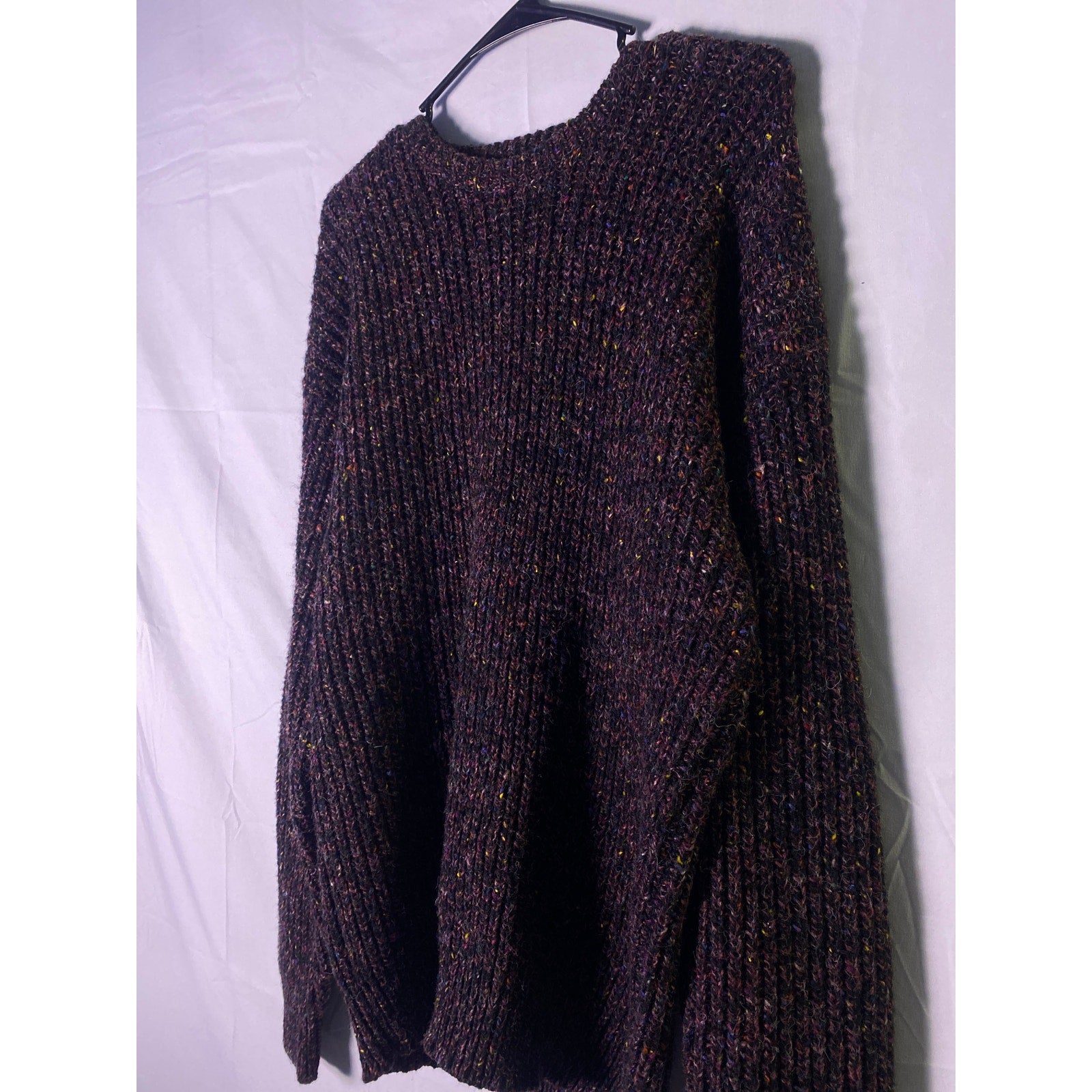 Peter England Chunky-Knit Purple Sweater Crewneck Men's Size Medium